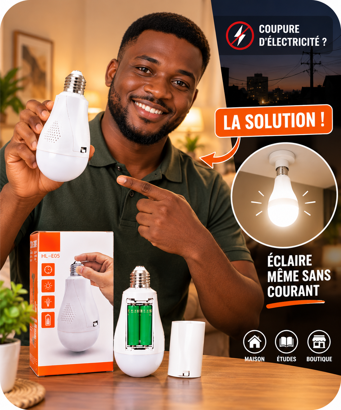 Ampoule LED rechargeable 20W