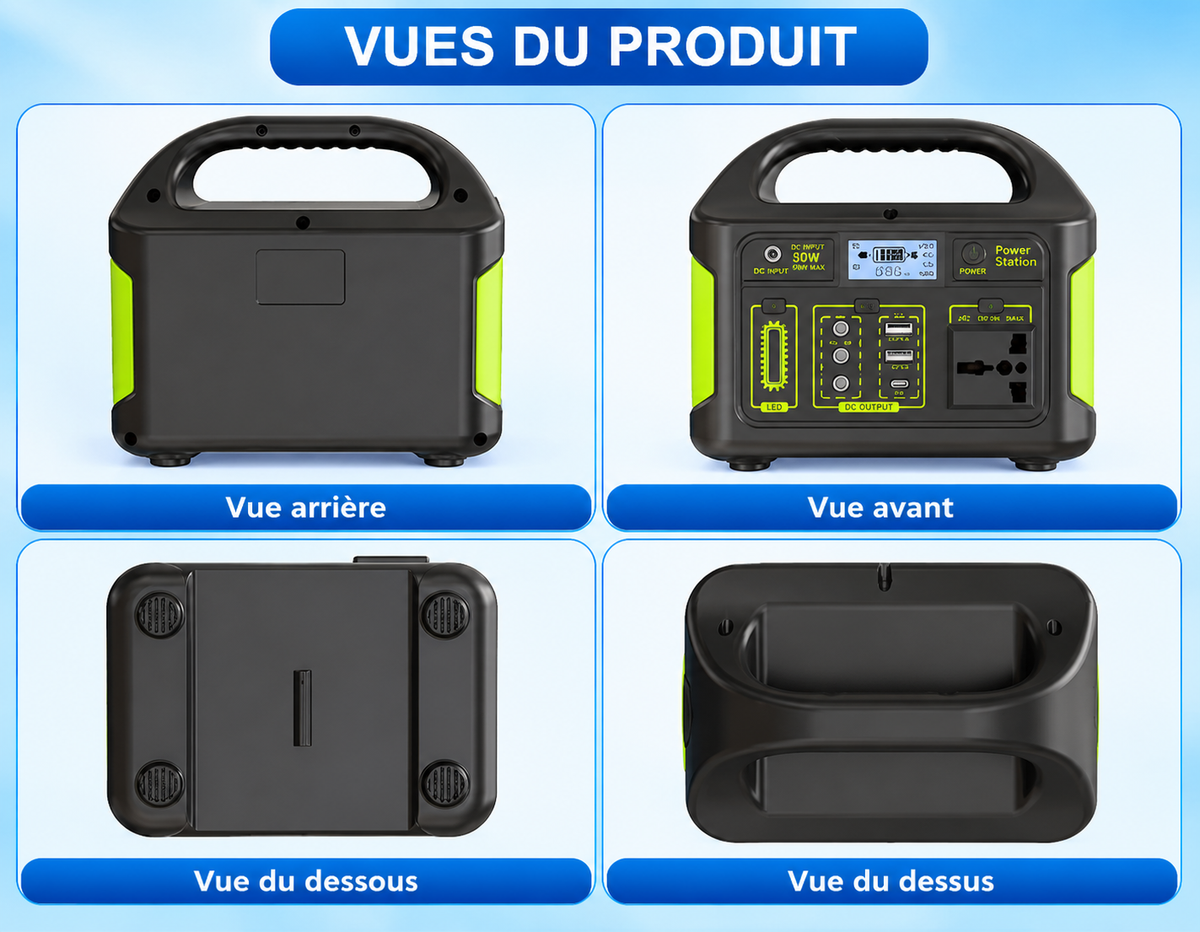 Station d’Énergie Portable Solaire 300W – Batterie LiFePO4 840Wh