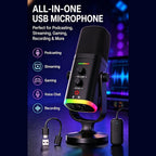 Wireless RGB Gaming Condenser Microphone | Clear echo control for live streaming