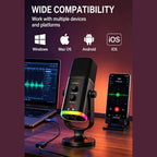 Wireless RGB Gaming Condenser Microphone | Clear echo control for live streaming