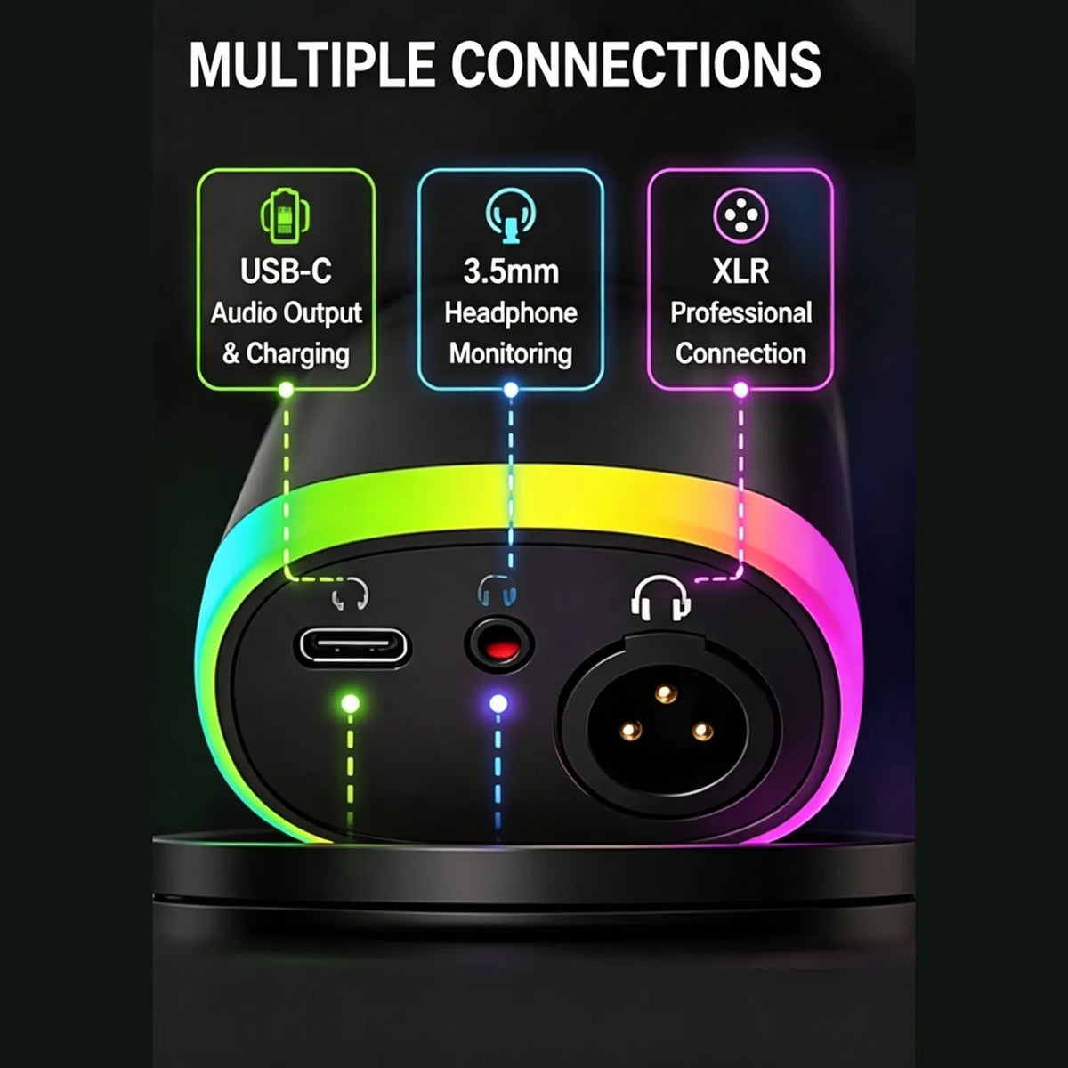 Wireless RGB Gaming Condenser Microphone | Clear echo control for live streaming