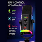 Wireless RGB Gaming Condenser Microphone | Clear echo control for live streaming