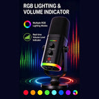 Wireless RGB Gaming Condenser Microphone | Clear echo control for live streaming
