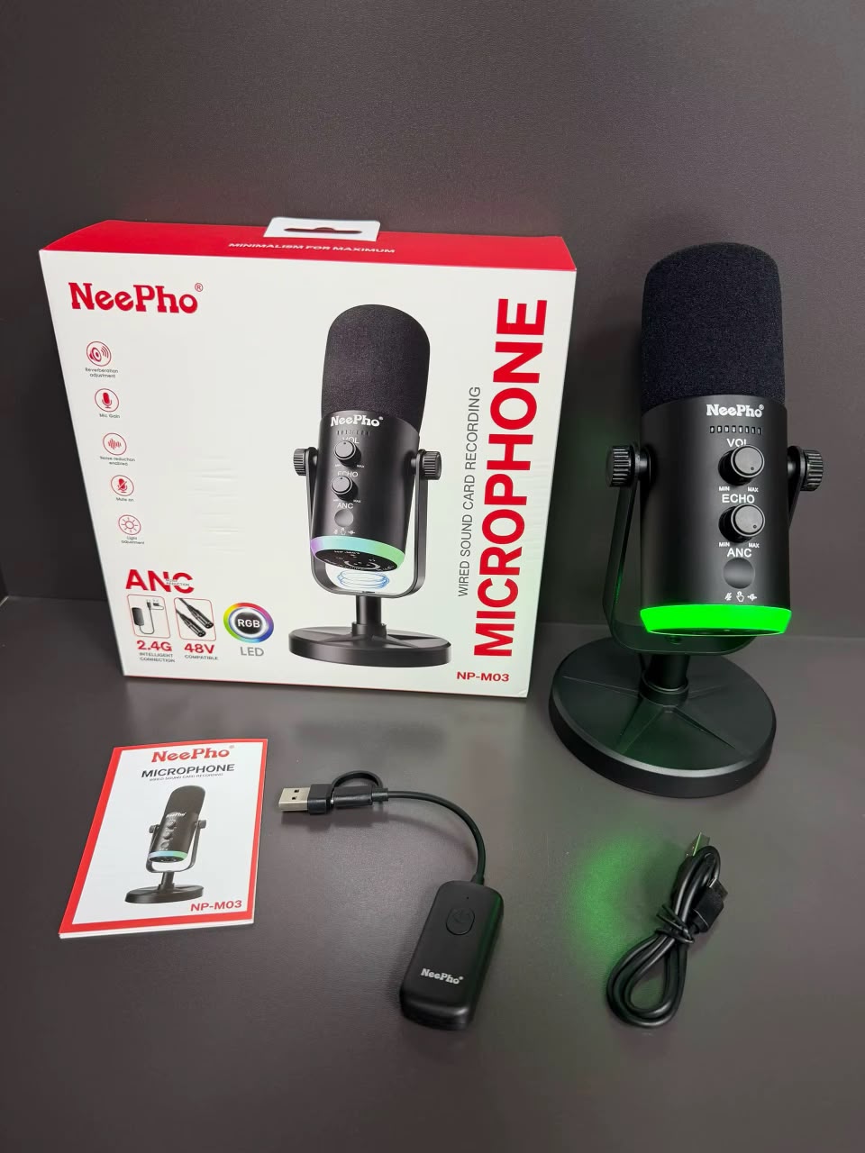 Microphone Gaming RGB Sans Fil – Son Pro & Éclairage Ambiance